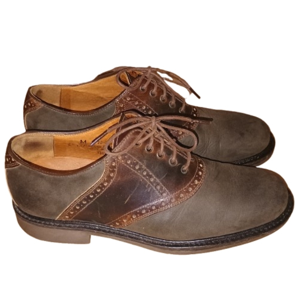 Johnston & Murphy Handcrafted Italy Leather Saddle Oxford Shoes Brown Men's 8.5